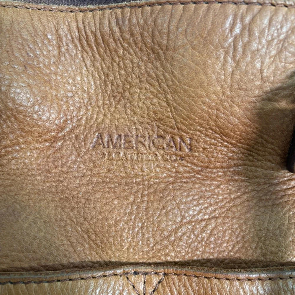 American Leather Co Women Satchel OS Tan‎ Pebbled Leather Crossbody Handbag